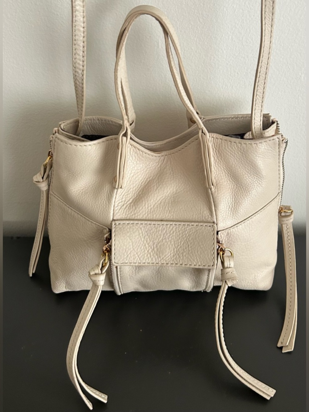 Kooba Cream Pebbled Leather shoulder bag Crossbody Bag boho satchel Purse - Picture 4 of 12